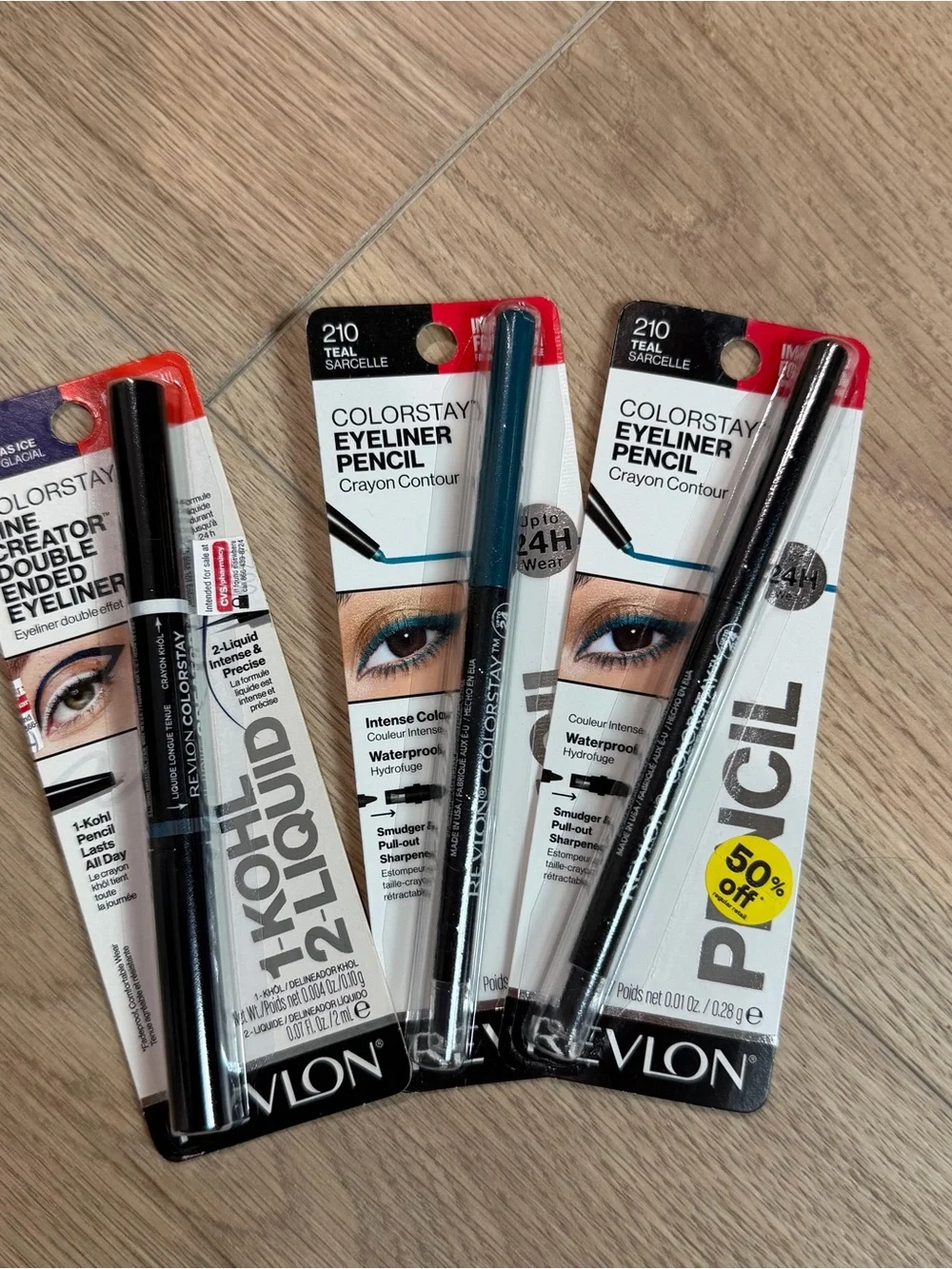 Revlon ColorStay Kohl Eyeliner Bundle 3x lot 154 Cool As Ice 210 Teal